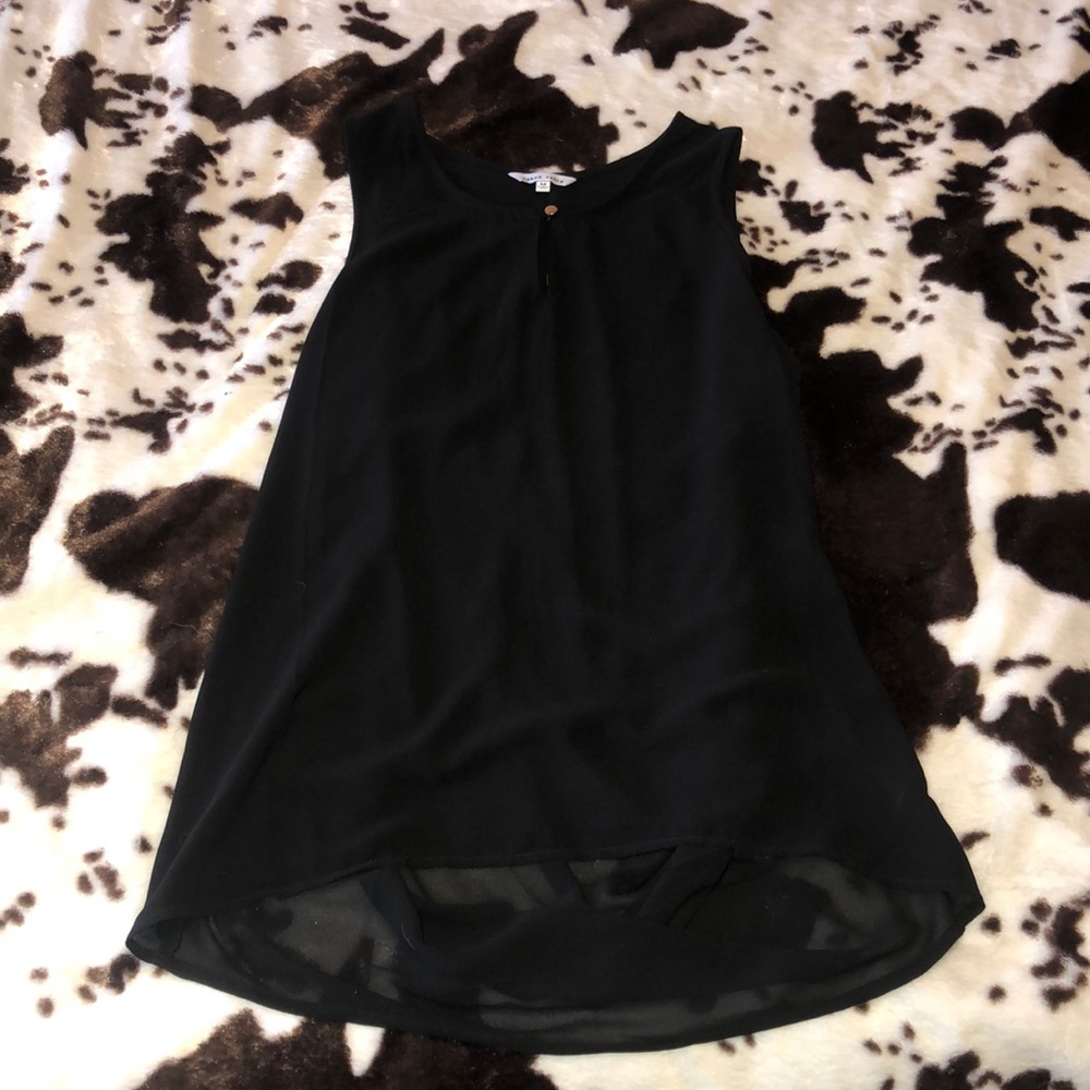 Black going out top, slit open sheer back!